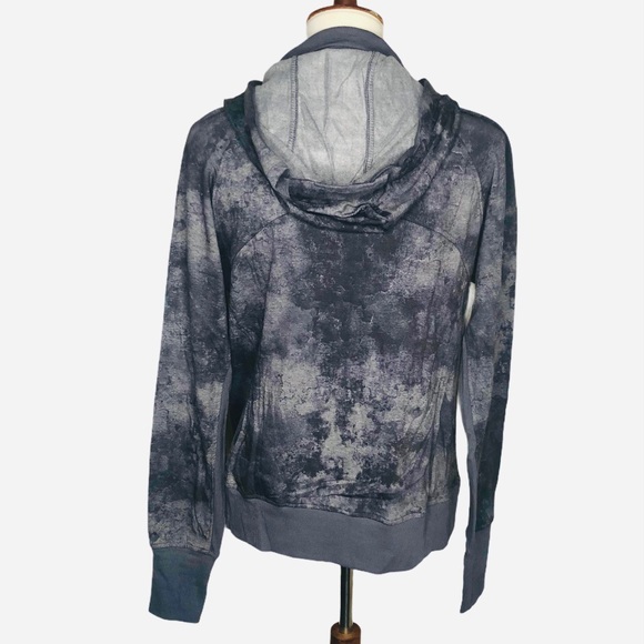 Danskin Soft Hoodie Light Jacket Grey With Pockets Tie Dye Camo Pattern NEW - Picture 4 of 12
